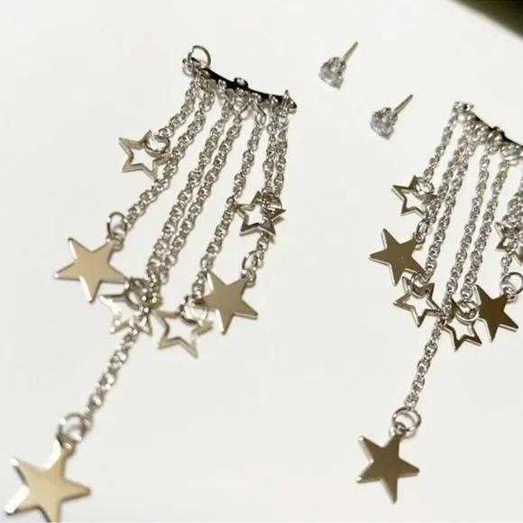 Multi star dangle drop earrings #175 - Picture 4 of 7